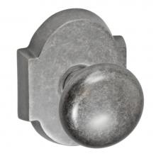 Fusion V-01-E3-0-ATP - Half-Round Knob with Beveled Scalloped Rose Privacy Set in Antique