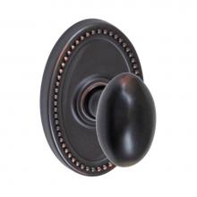 Fusion V-02-B7-0-ORB - Egg Knob with Oval Beaded Rose Privacy Set in Oil Rubbed