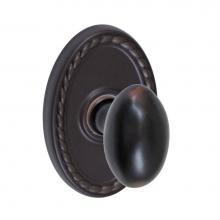 Fusion V-02-B9-0-ORB - Egg Knob with Oval Rope Rose Privacy Set in Oil Rubbed