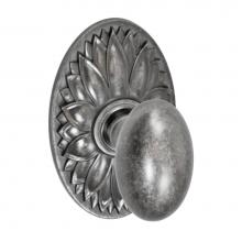 Fusion V-02-D9-0-ATP - Egg Knob with Oval Floral Rose Privacy Set in Antique