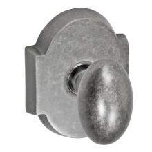 Fusion P-02-E3-0-ATP - Egg Knob with Beveled Scalloped Rose Passage Set in Antique