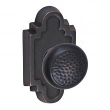 Fusion V-13-C2-0-ORB - Hammered Half-Round Knob with Navajo Stepped Scalloped Rose Privacy Set in Oil Rubbed