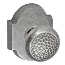 Fusion D-13-E3-E-ATP - Hammered Half-Round Knob with Beveled Scalloped Rose Dummy Single in Antique