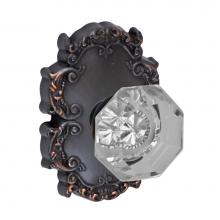 Fusion V-16-C8-0-ORB - Victorian Clear Knob with Victorian Rose Privacy Set in Oil Rubbed