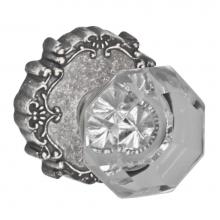Fusion D-16-C9-E-ATP - Victorian Clear Knob with Round Victorian Rose Dummy Single in Antique
