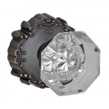 Fusion P-16-C9-0-ORB - Victorian Clear Knob with Round Victorian Rose Passage Set in Oil Rubbed