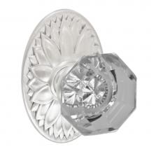 Fusion P-16-D9-0-BRN - Victorian Clear Knob with Oval Floral Rose Passage Set in Brushed