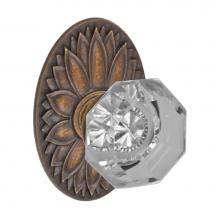 Fusion V-16-D9-0-MDB - Victorian Clear Knob with Oval Floral Rose Privacy Set in Medium