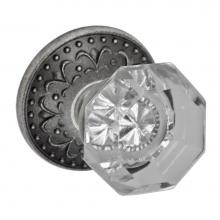 Fusion D-16-S9-E-ATP - Victorian Clear Knob with Venice  Rose Dummy Single in Antique