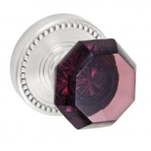 Fusion V-18-B6-0-BRN - Victorian Violet Knob with Beaded Rose Privacy Set in Brushed