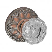 Fusion P-19-D8-0-ATC - Scalloped Clear Knob with Floral Rose Passage Set in Antique