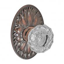 Fusion P-19-D9-0-ATC - Scalloped Clear Knob with Oval Floral Rose Passage Set in Antique