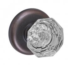 Fusion V-21-B2-0-ORB - Crystal Clear Knob with Radius  Rose Privacy Set in Oil Rubbed