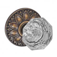 Fusion P-21-D8-0-MDB - Crystal Clear Knob with Floral Rose Passage Set in Medium