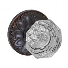 Fusion V-21-D8-0-ORB - Crystal Clear Knob with Floral Rose Privacy Set in Oil Rubbed