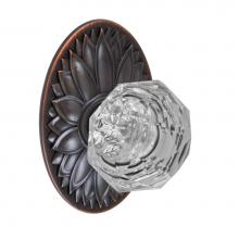 Fusion P-21-D9-0-ORB - Crystal Clear Knob with Oval Floral Rose Passage Set in Oil Rubbed