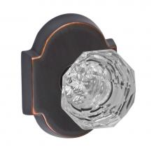Fusion V-21-E3-0-ORB - Crystal Clear Knob with Beveled Scalloped Rose Privacy Set in Oil Rubbed