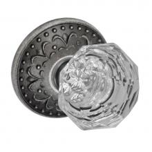 Fusion V-21-S9-0-ATP - Crystal Clear Knob with Venice  Rose Privacy Set in Antique