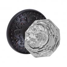 Fusion V-21-S9-0-ORB - Crystal Clear Knob with Venice  Rose Privacy Set in Oil Rubbed