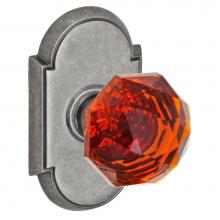 Fusion V-22-E8-0-ATP - Amber Crystal Glass Knob with Tarvos Rose Privacy Set in Antique