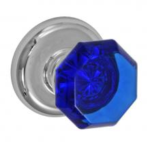 Fusion V-23-B2-0-PLC - Victorian Cobalt Glass Knob with Radius  Rose Privacy Set in Polished