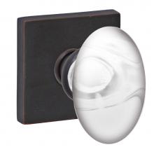 Fusion V-28-S7-0-ORB - Glass Egg Knob with Square Rose Privacy Set in Oil Rubbed