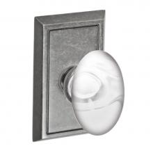 Fusion V-28-S8-0-ATP - Glass Egg Knob with Shaker Rose Privacy Set in Antique