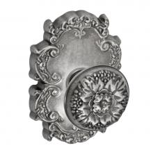 Fusion V-35-C8-0-ATP - Floral Half-Round Knob with Victorian Rose Privacy Set in Antique
