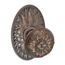 Fusion V-35-D9-0-ATC - Floral Half-Round Knob with Oval Floral Rose Privacy Set in Antique