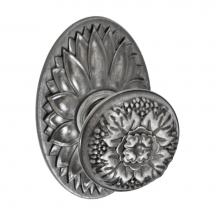 Fusion P-35-D9-0-ATP - Floral Half-Round Knob with Oval Floral Rose Passage Set in Antique