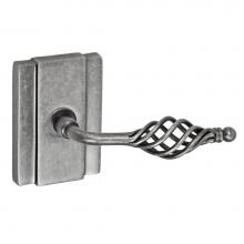 Fusion D-AB-E2-E-ATP-R - Basket Lever with Blacksmith Rose Privacy Set in Antique Pewter - Right