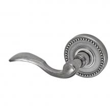 Fusion V-AF-B6-0-ATP-L - Paddle Lever with Beaded Rose Privacy Set in Antique Pewter - Left