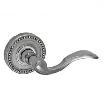 Fusion P-AF-B6-0-ATP-R - Paddle Lever with Beaded Rose Passage Set in Antique Pewter - Right