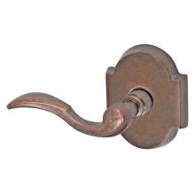 Fusion P-AF-E3-0-ATC-L - Paddle Lever with Beveled Scalloped Rose Passage Set in Antique Copper - Left