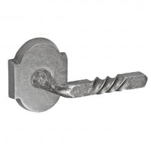 Fusion P-AJ-E3-0-ATP-R - Square Twist Lever with Beveled Scalloped Rose Passage Set in Antique Pewter - Right