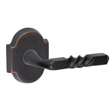 Fusion V-AJ-E3-0-ORB-R - Square Twist Lever with Beveled Scalloped Rose Privacy Set in Oil Rubbed Bronze - Right