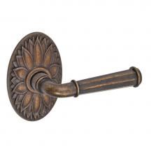 Fusion V-AN-D9-0-MDB-R - St Charles Lever with Oval Floral Rose Privacy Set in Medium Bronze - Right