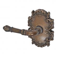 Fusion V-BD-C8-0-MDB-L - Venetian Lever with Victorian Rose Privacy Set in Medium Bronze - Left