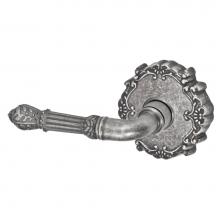 Fusion V-BD-C9-0-ATP-L - Venetian Lever with Round Victorian Rose Privacy Set in Antique Pewter - Left