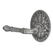 Fusion V-BD-D9-0-ATP-L - Venetian Lever with Oval Floral Rose Privacy Set in Antique Pewter - Left