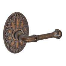 Fusion V-BE-D9-0-MDB-R - Tuscan Lever with Oval Floral Rose Privacy Set in Medium Bronze - Right