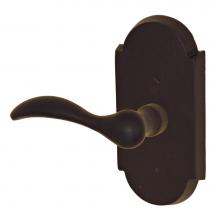 Fusion V-BR-C7-0-DKB-L - Sandcast Bronze Rainier Lever with Sandcast Bronze Large Scalloped Plate Privacy Set in Dark