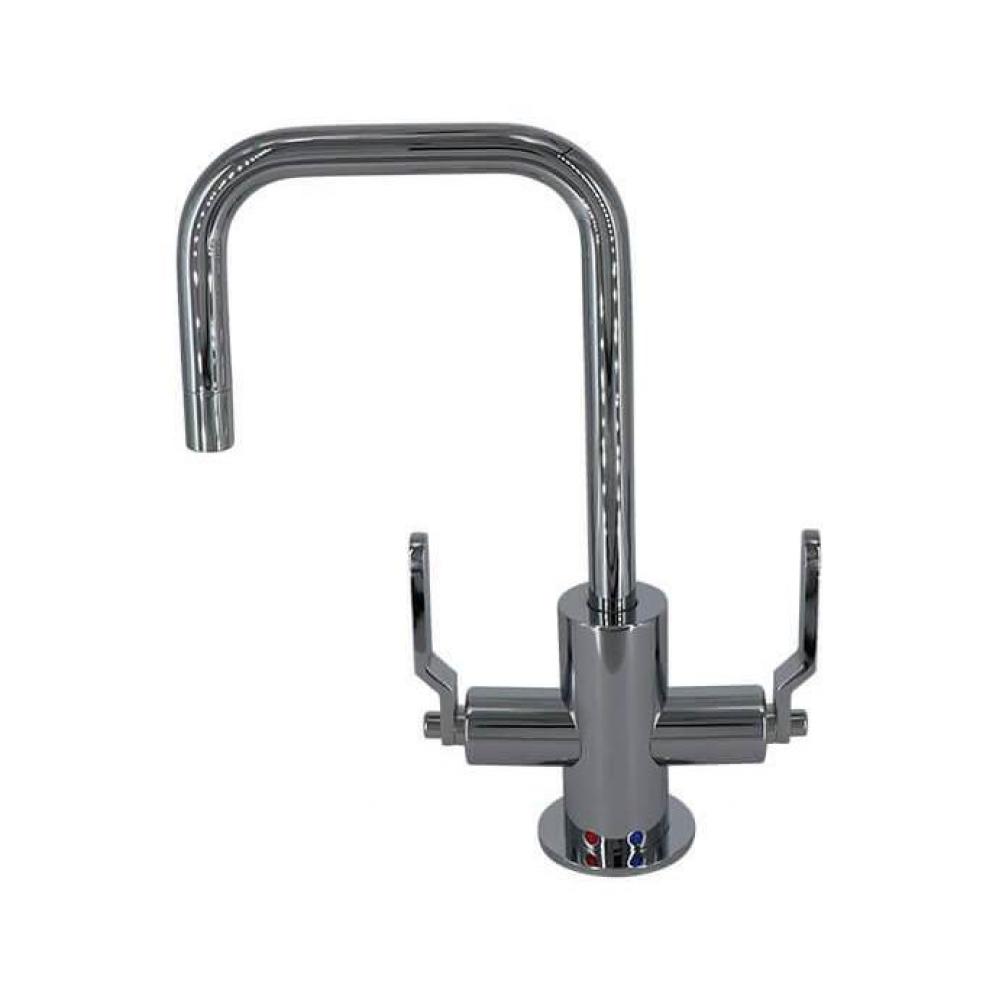 Hot & Cold Water Faucet with Contemporary Round Body & Industrial Lever Handles (90°