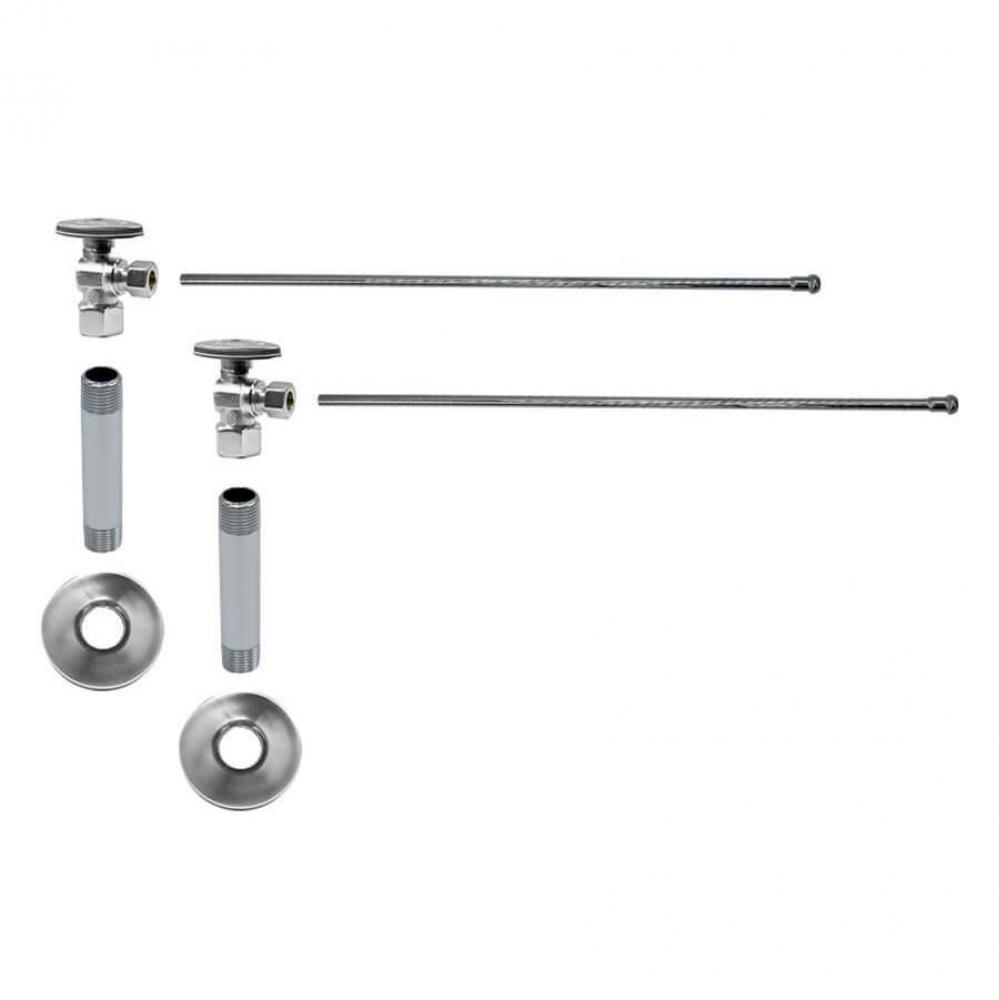 Lavatory Supply Kit - Brass Oval Handle with 1/4 Turn Ball Valve (MT401-NL) - Angle, No Trap