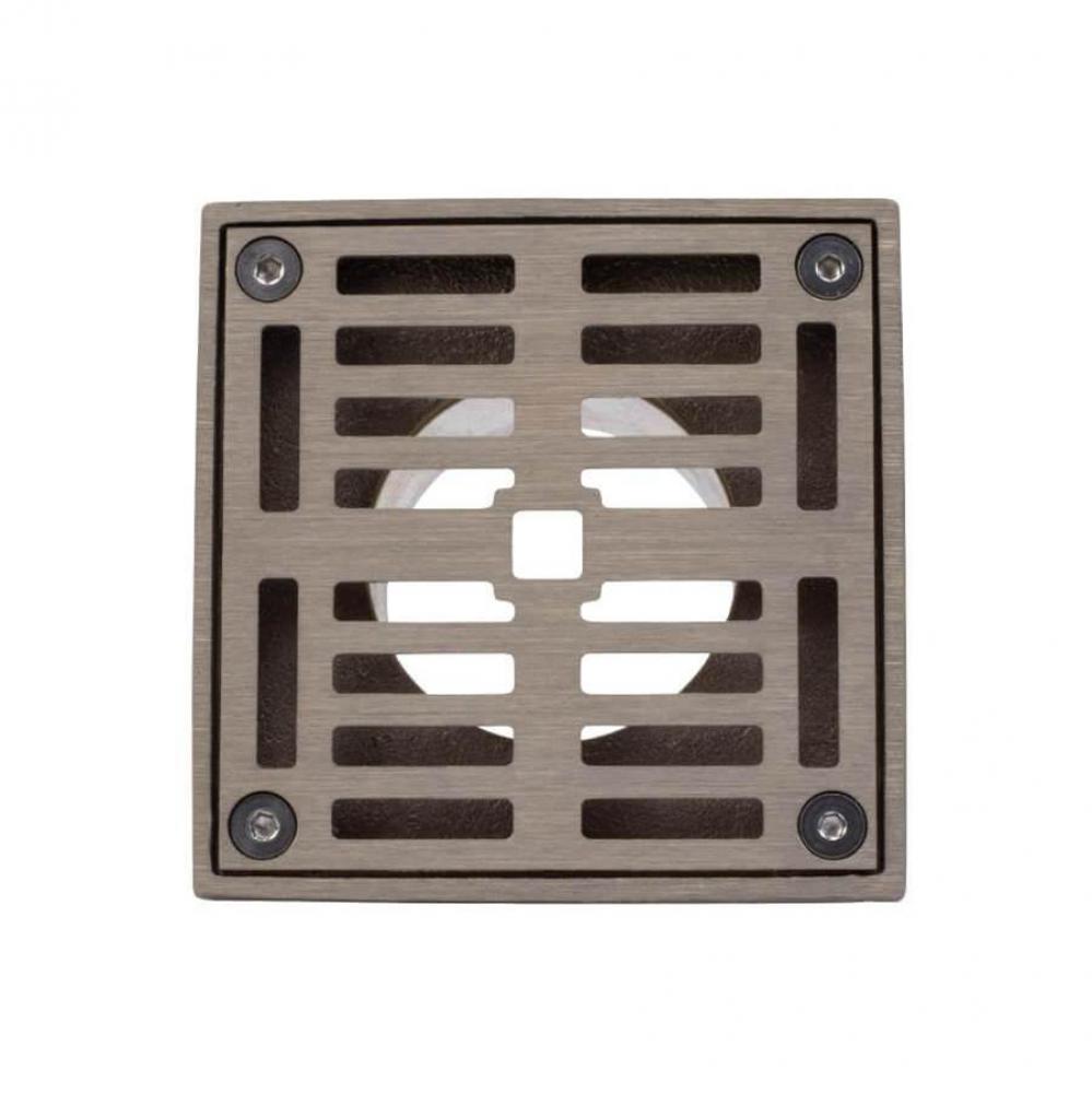 4 Inch Square Solid Brass Grid Shower Drain