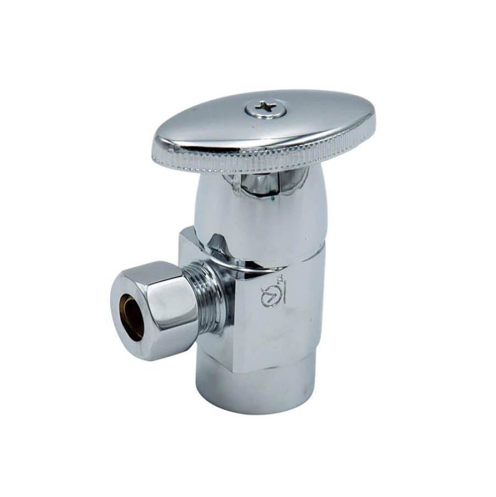 Brass Oval Handle with 1/4 Turn Ceramic Disc Cartridge Valve - Lead Free - Angle (1/2 Inch Female