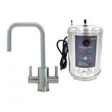 Mountain Plumbing MT1831DIY-NL/BN - Hot and Cold Water Faucet with Contemporary Round Body and Handles (90 degree Spout) and Little Go