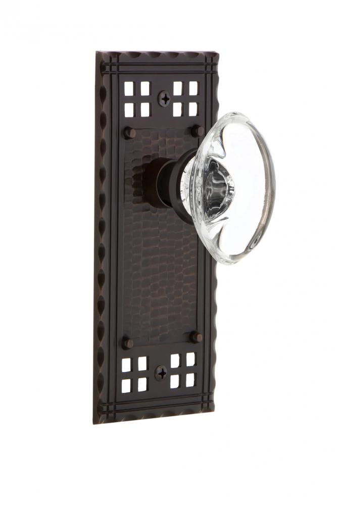Nostalgic Warehouse Craftsman Plate Passage Oval Clear Crystal Glass Door Knob in Timeless Bronze