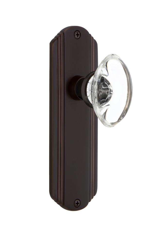 Nostalgic Warehouse Deco Plate Passage Oval Clear Crystal Glass Door Knob in Timeless Bronze