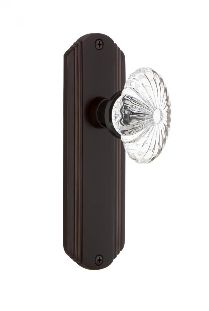 Nostalgic Warehouse Deco Plate Passage Oval Fluted Crystal Glass Door Knob in Timeless Bronze